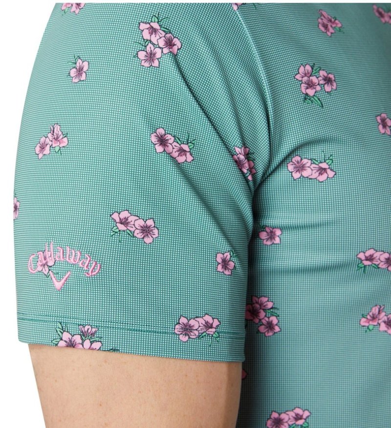 Callaway Azalea Gingham pánske polo, galapagos green
