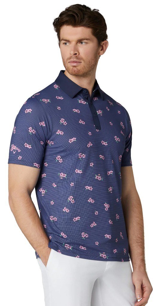 Callaway Azalea Gingham pánske polo, peacoat