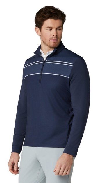 Callaway Blocked Printed Chev Textured pánska mikina, peacoat
