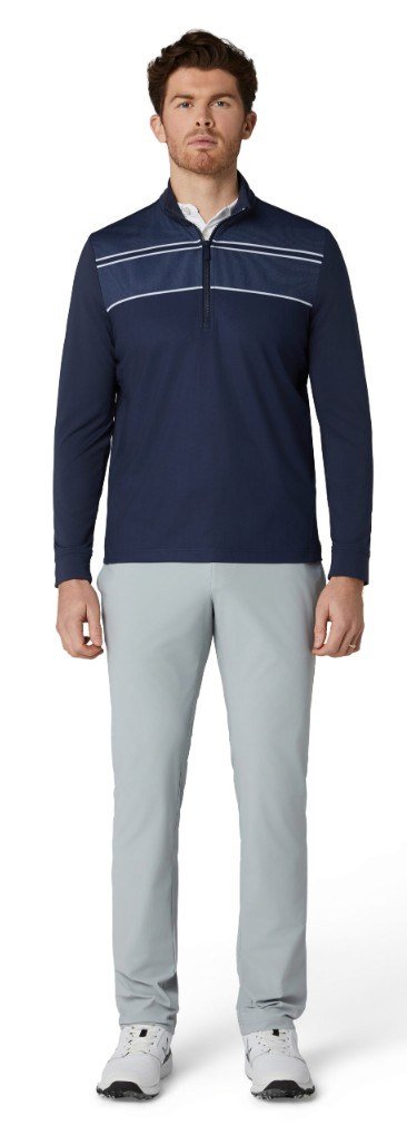 Callaway Blocked Printed Chev Textured pánska mikina, peacoat