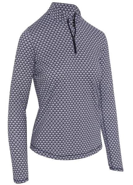Callaway Scarf Geo Print Long Sleeve dámske polo, peacoat