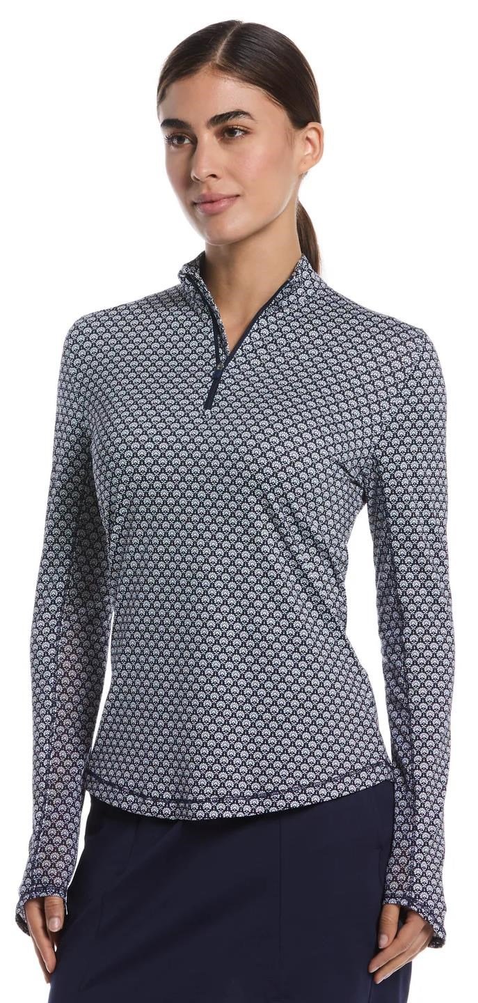 Callaway Scarf Geo Print Long Sleeve dámske polo, peacoat