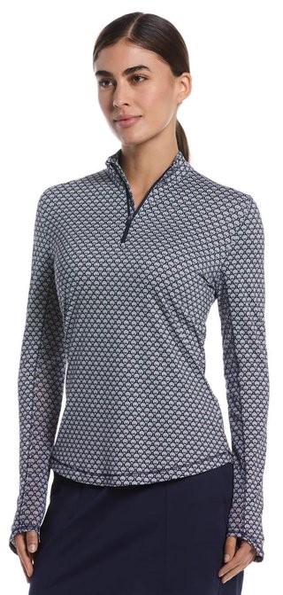 Callaway Scarf Geo Print Long Sleeve dámske polo, peacoat