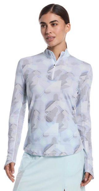 Callaway Active Geo Printed dámske polo s dlhým rukávom, brilliant white