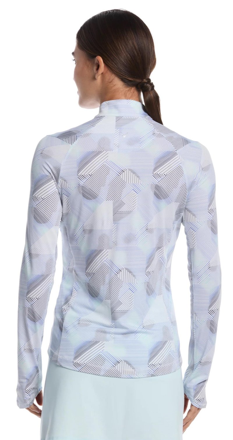 Callaway Active Geo Printed dámske polo s dlhým rukávom, brilliant white