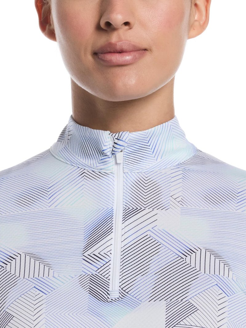 Callaway Active Geo Printed dámske polo s dlhým rukávom, brilliant white