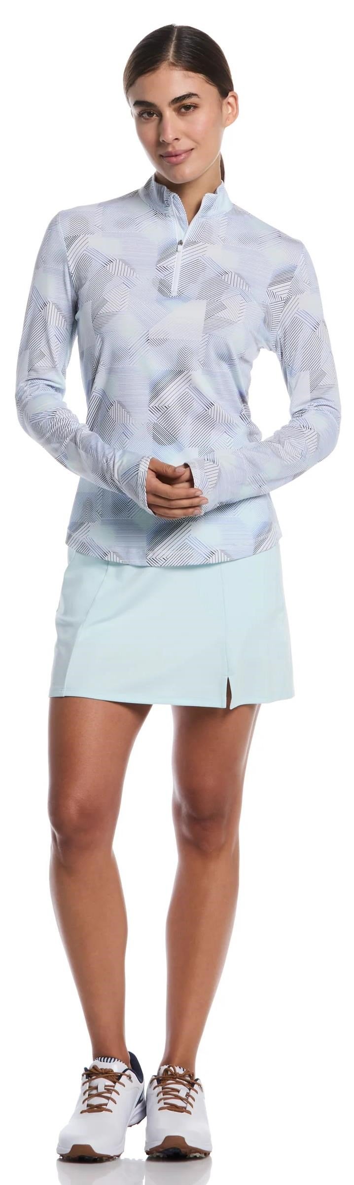 Callaway Active Geo Printed dámske polo s dlhým rukávom, brilliant white