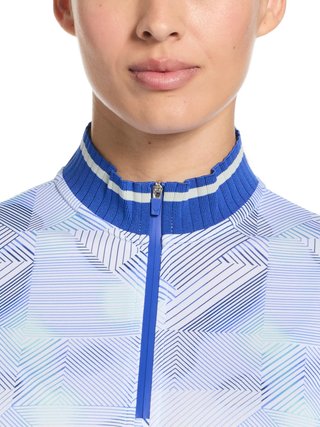 Callaway Sleeveless Rib Collar 1/4 ZIP Print dámske polo, bright white