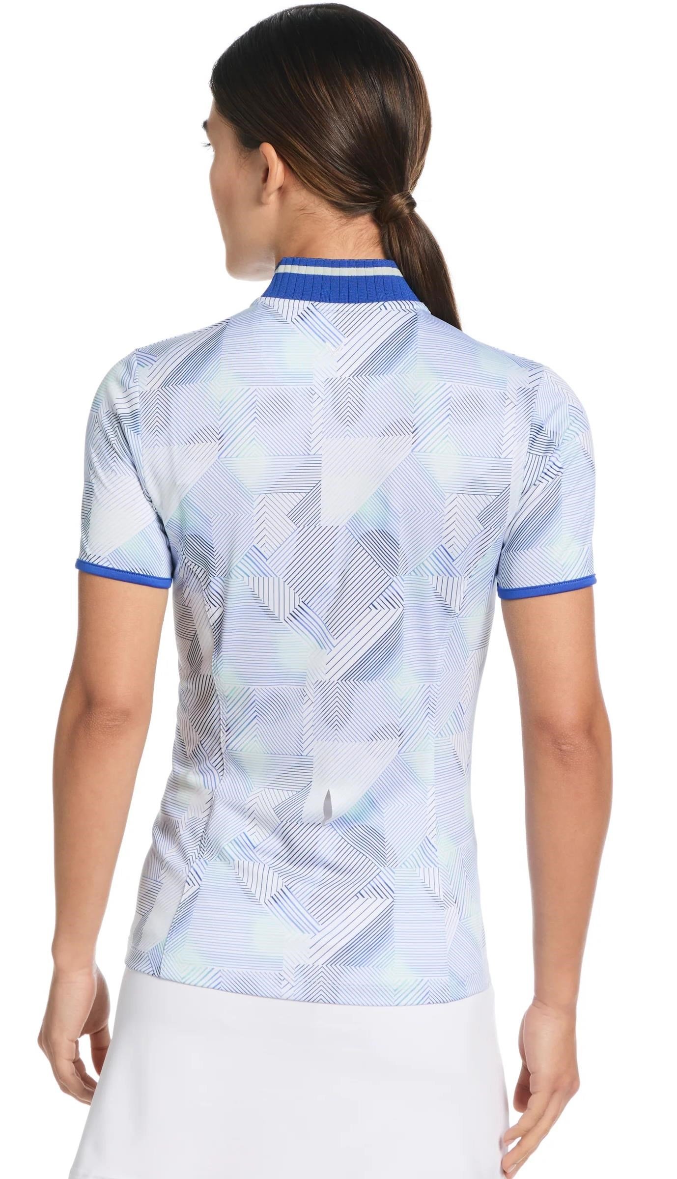 Callaway Sleeveless Rib Collar 1/4 ZIP Print dámske polo, bright white