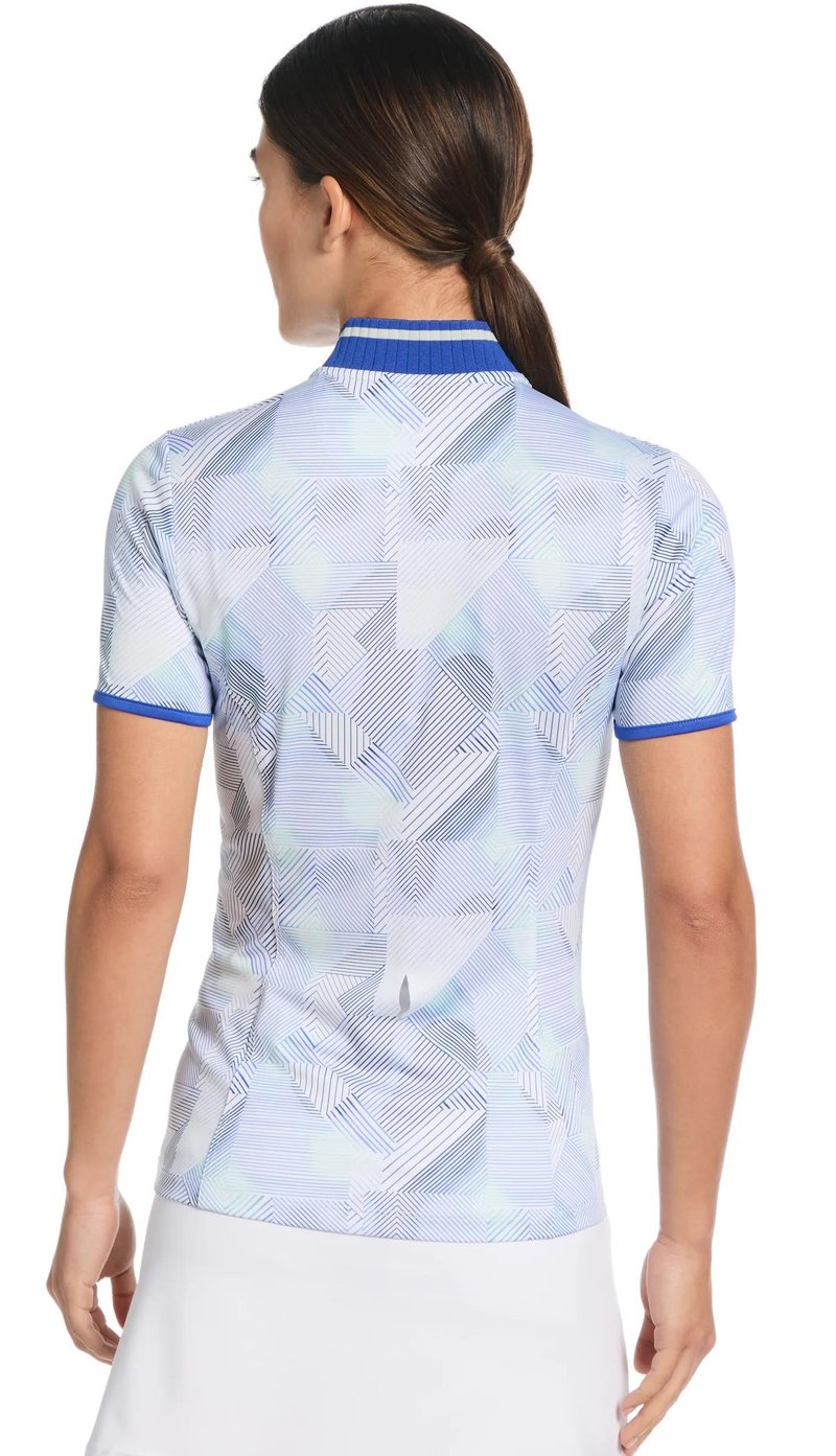 Callaway Sleeveless Rib Collar 1/4 ZIP Print dámske polo, bright white