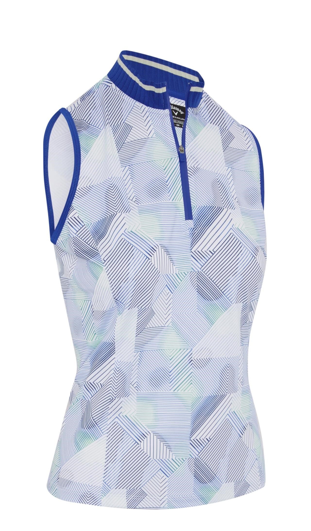 Callaway Sleeveless Rib Collar 1/4 Zip dámske polo, brilliant white