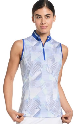 Callaway Sleeveless Rib Collar 1/4 Zip dámske polo, brilliant white