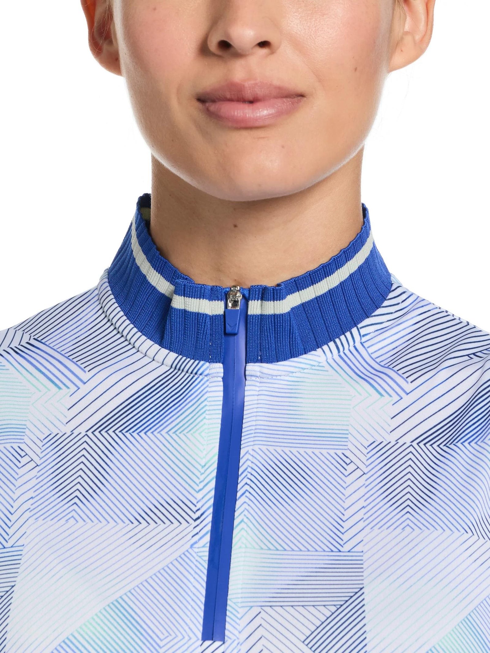 Callaway Sleeveless Rib Collar 1/4 Zip dámske polo, brilliant white