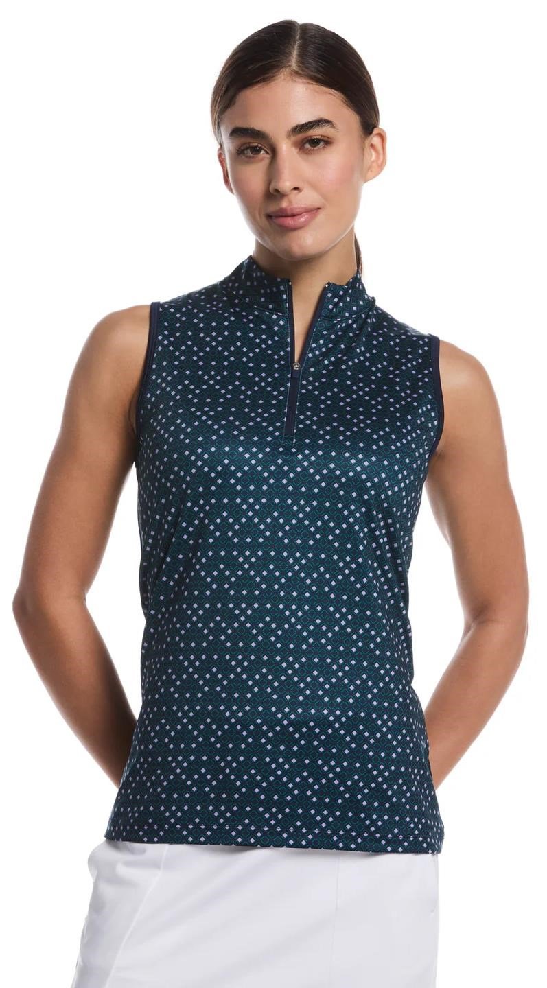 Callaway Sleeveless Framing Geo Print 1/4-Zip dámske polo, peacoat