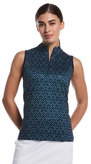 Callaway Sleeveless Framing Geo Print 1/4-Zip dámske polo, peacoat