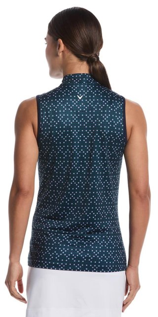 Callaway Sleeveless Framing Geo Print 1/4-Zip dámske polo, peacoat