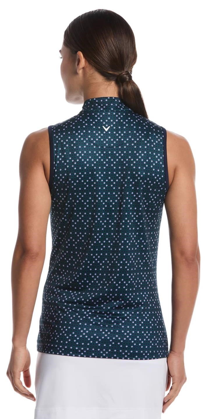Callaway Sleeveless Framing Geo Print 1/4-Zip dámske polo, peacoat