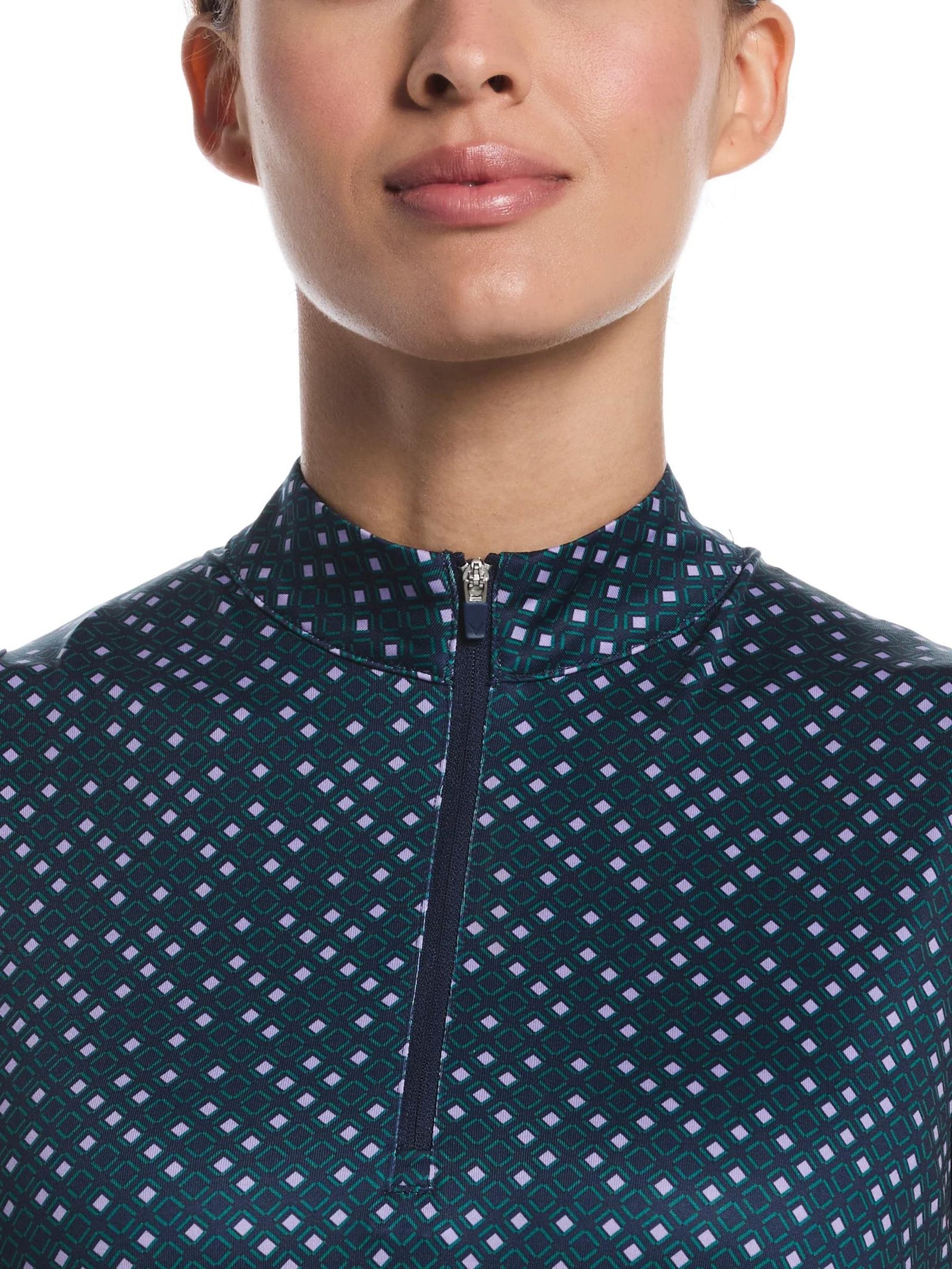 Callaway Sleeveless Framing Geo Print 1/4-Zip dámske polo, peacoat