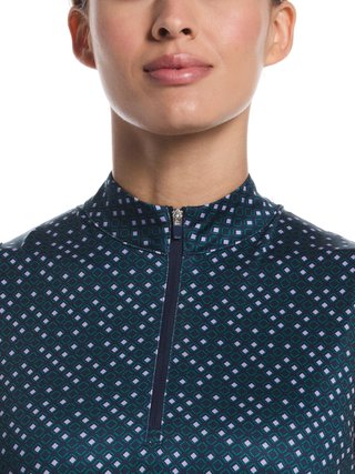 Callaway Sleeveless Framing Geo Print 1/4-Zip dámske polo, peacoat
