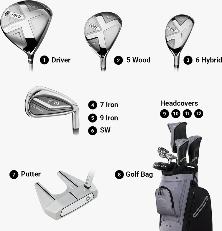 Callaway Reva 8PC Black dámsky golfový set, grafit, cart bag