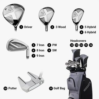 Callaway REVA 11PC Black dámsky golfový set 2026 (grafit), LRH, Long +1" + cart bag