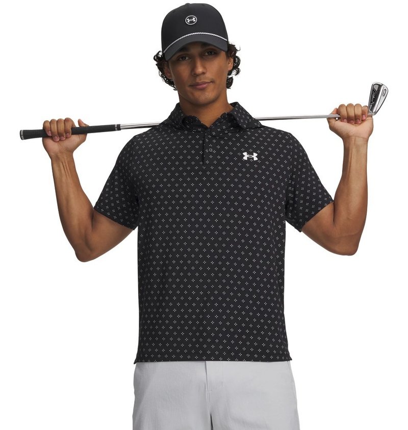 Under Armour Playoff 3.0 Printed pánske polo, čierno/biele