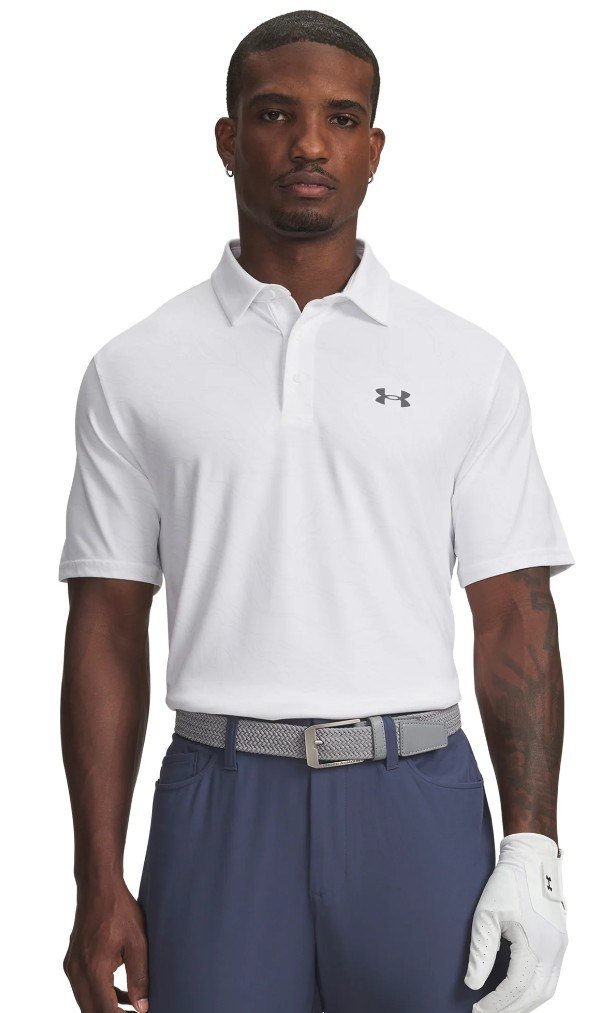 Under Armour Playoff 3.0 Printed pánske polo, white/distant grey