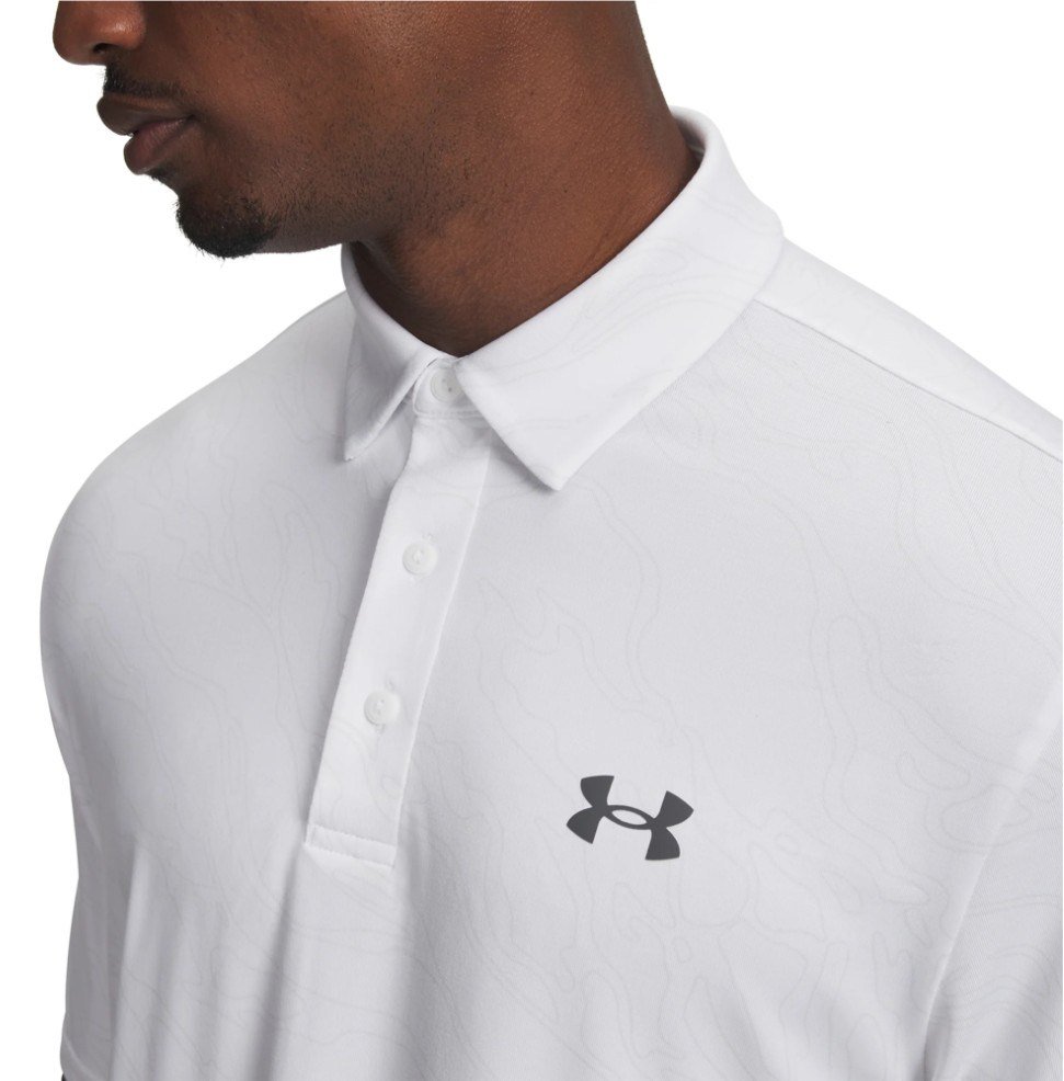Under Armour Playoff 3.0 Printed pánske polo, white/distant grey
