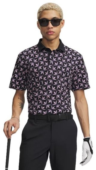 Under Armour ArmourDry Printed pánske polo, čierne/posh pink/biele