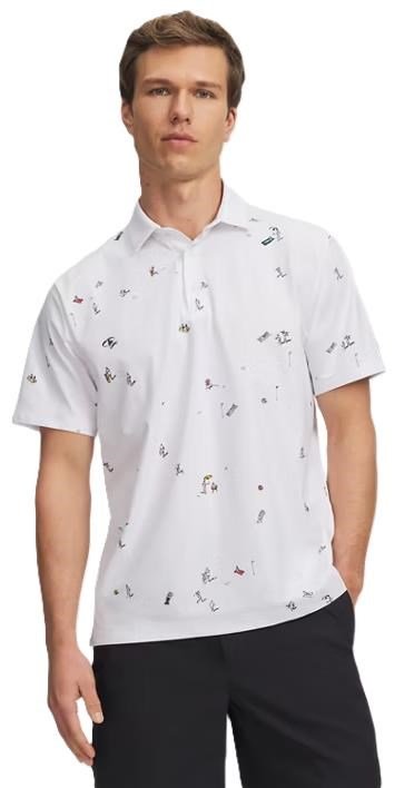 Under Armour ArmourDry Printed pánske polo, bielo/rack green/čierne