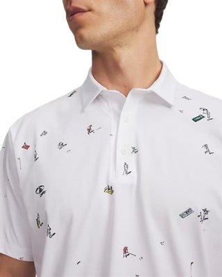 Under Armour ArmourDry Printed pánske polo, bielo/rack green/čierne