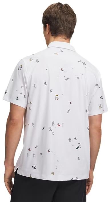 Under Armour ArmourDry Printed pánske polo, bielo/rack green/čierne