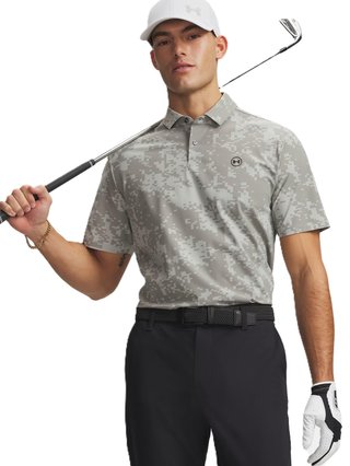 Under Armour Drive Chill Printed pánske polo, titanium/clay green/black