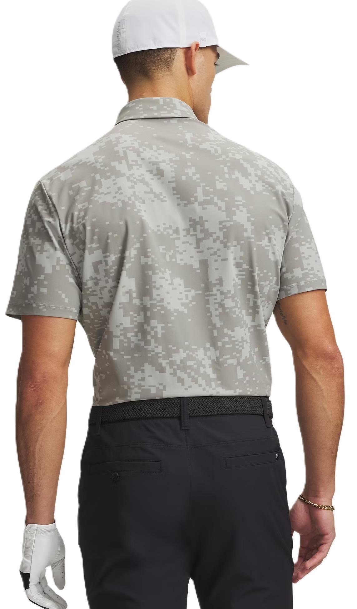 Under Armour Drive Chill Printed pánske polo, titanium/clay green/black