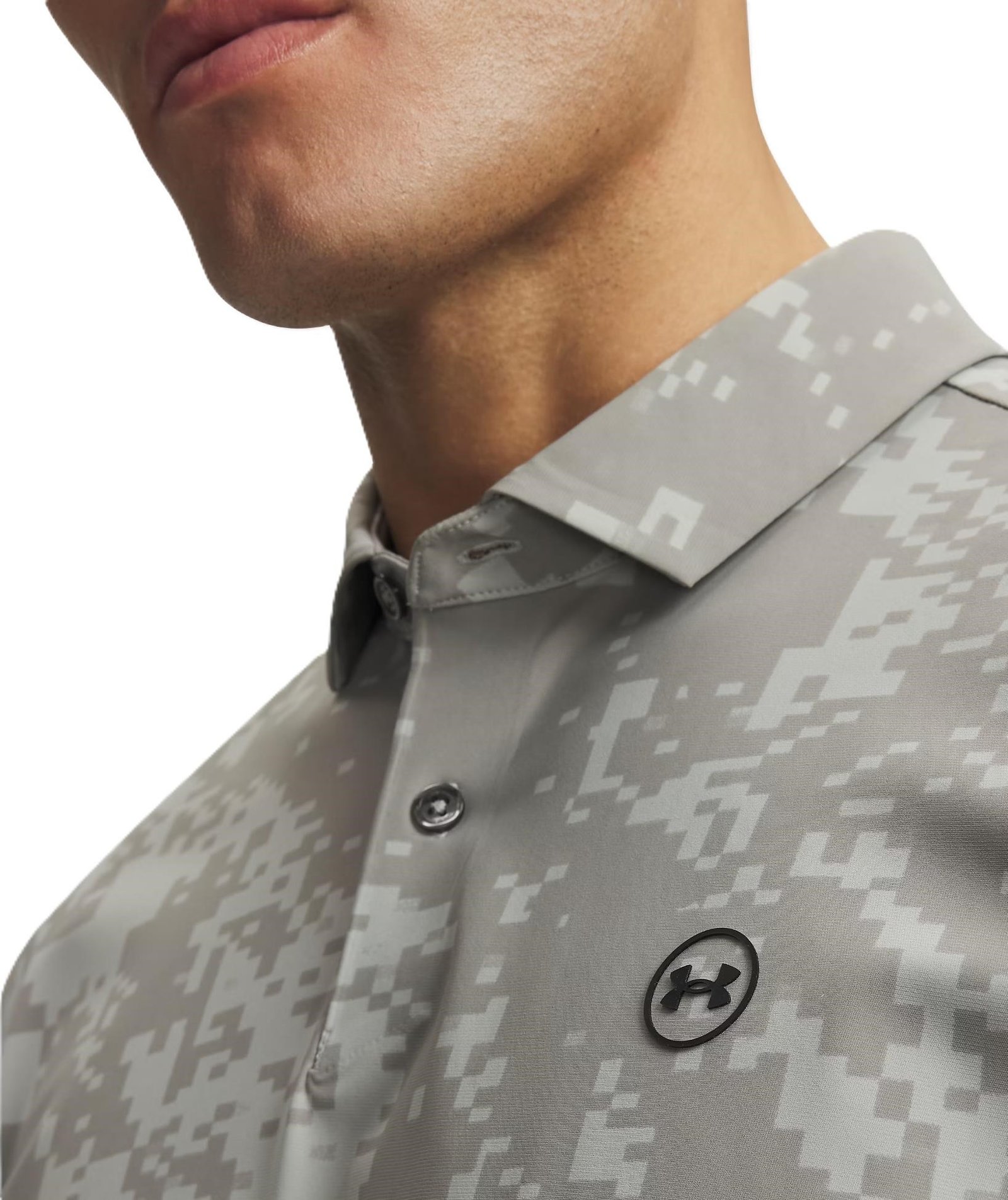 Under Armour Drive Chill Printed pánske polo, titanium/clay green/black