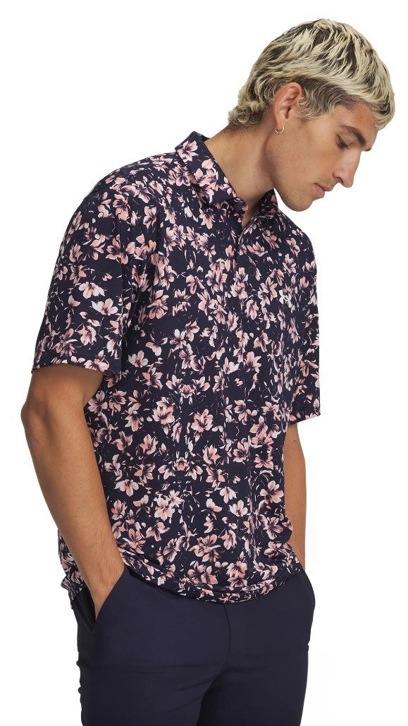 Under Armour Matchplay Printed pánske polo, midnight navy/posh pink
