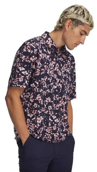 Under Armour Matchplay Printed pánske polo, midnight navy/posh pink