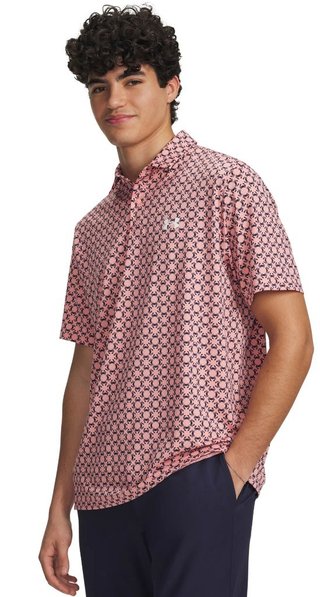 Under Armour Matchplay Printed pánske polo, posh pink/midnight navy