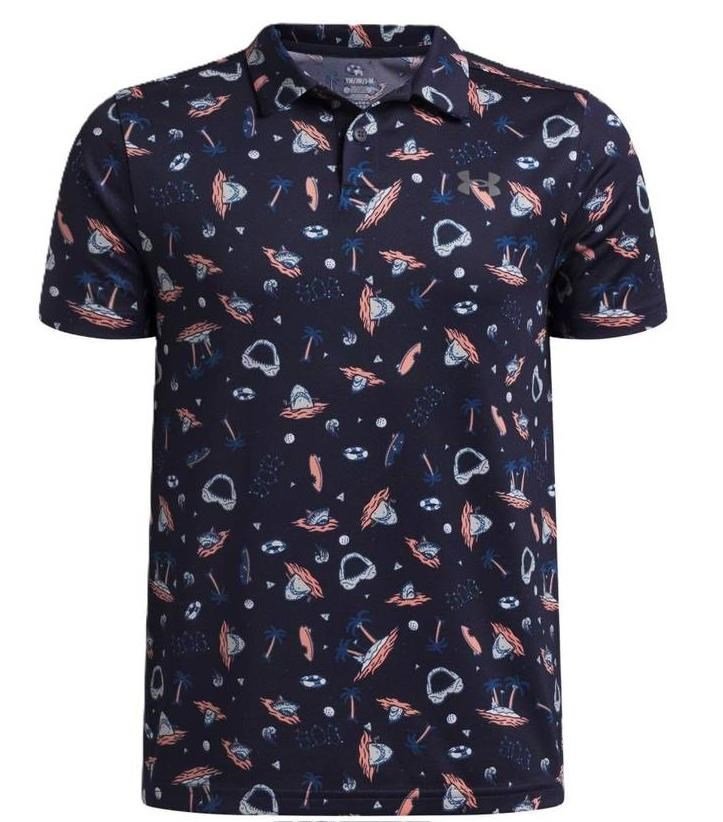 Under Armour Matchplay Printed detské polo, midnight navy/posh pink/castlerock