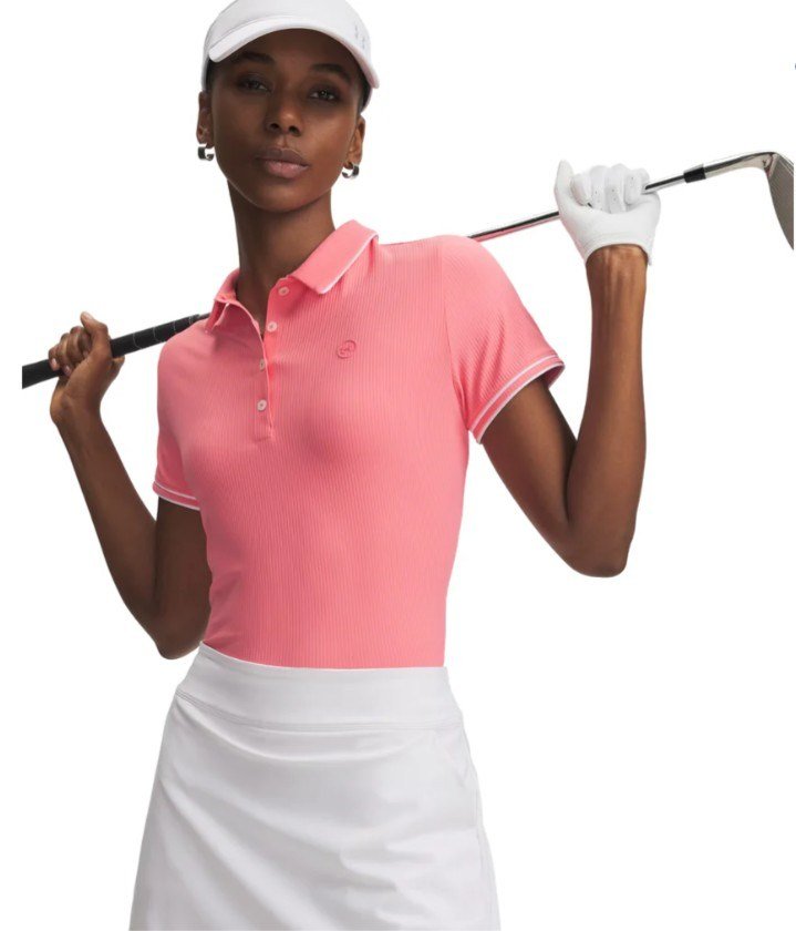 Under Armour Drive Chill dámske polo, bittersweet pink/white