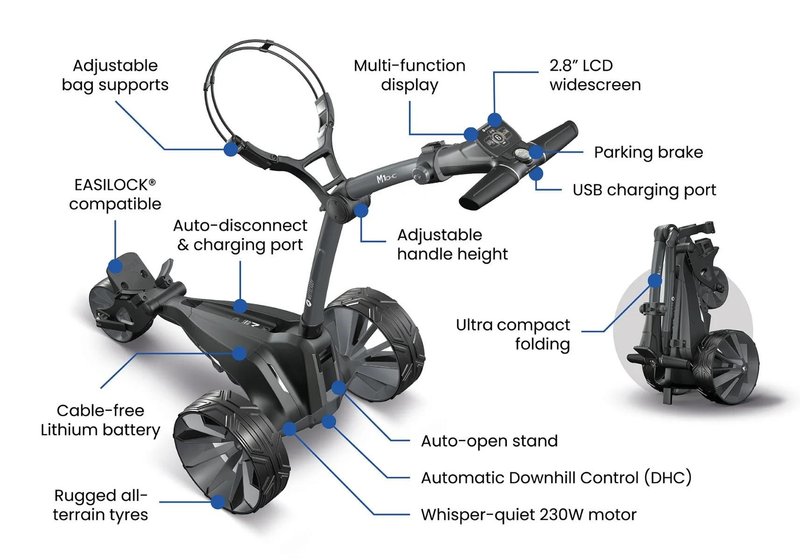 Motocaddy NEW M1 DHC elektrický vozík, ULTRA Lithium
