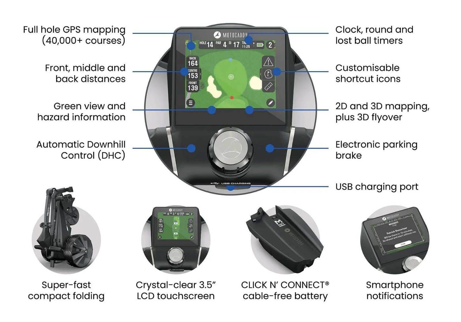 Motocaddy M5 GPS DHC elektrický vozík, Ultra Lithium