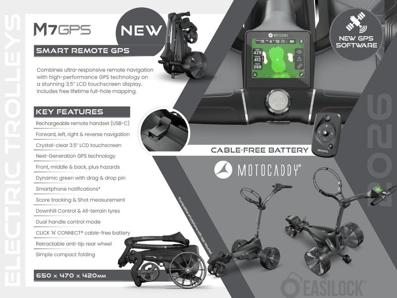 Motocaddy NEW M7 REMOTE DHC elektrický vozík 2026, M7 Ultra Lithium, grafitová