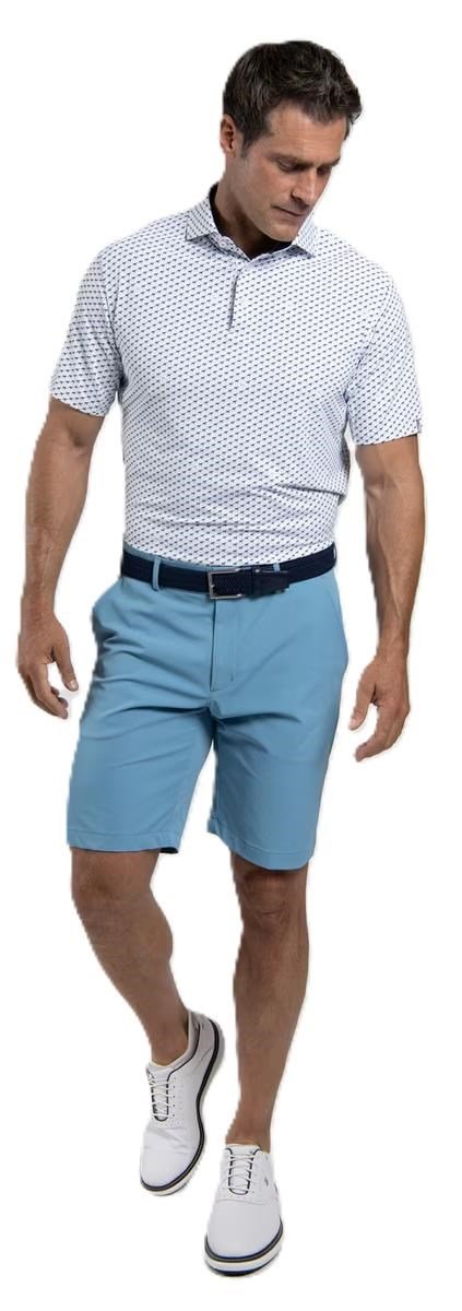 KJUS Golfer pánske polo, white/atlanta blue