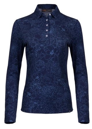 KJUS Hollow Pima Print longsleeve dámske polo, atlanta blue/atlanta blue