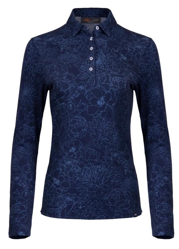 KJUS Hollow Pima Print longsleeve dámske polo, atlanta blue/atlanta blue