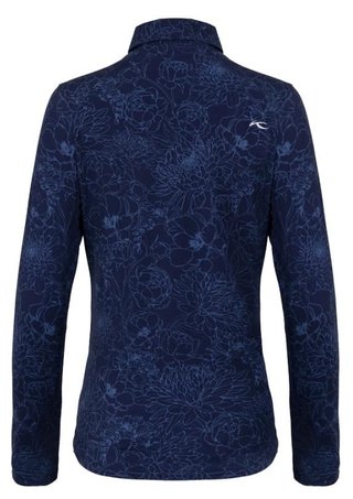 KJUS Hollow Pima Print longsleeve dámske polo, atlanta blue/atlanta blue