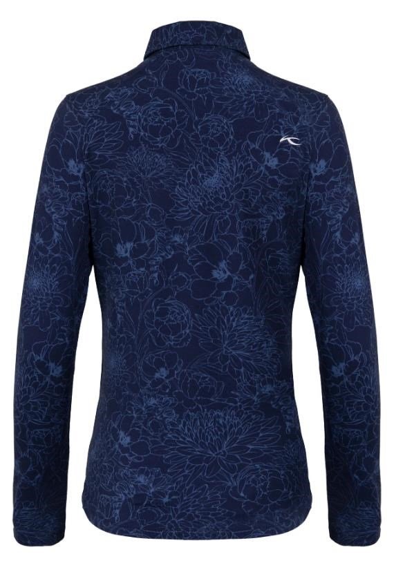KJUS Hollow Pima Print longsleeve dámske polo, atlanta blue/atlanta blue