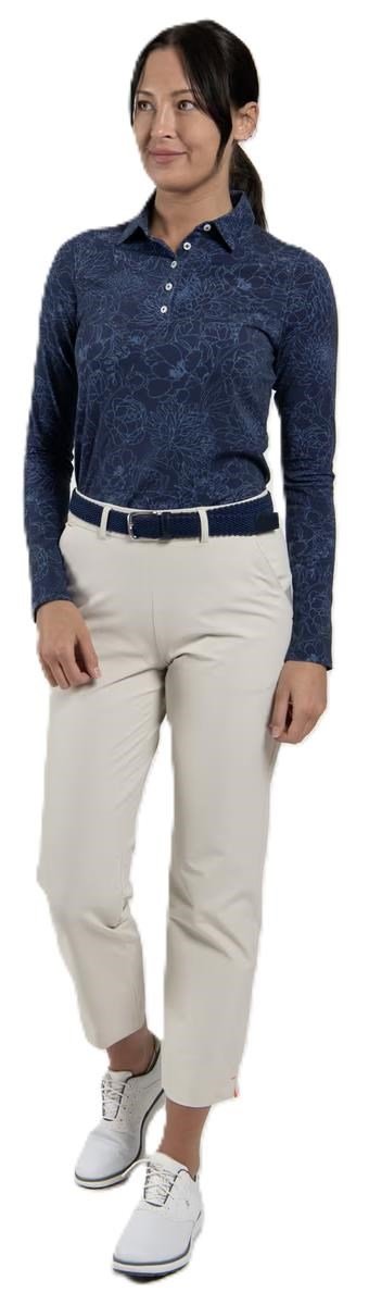 KJUS Hollow Pima Print longsleeve dámske polo, atlanta blue/atlanta blue