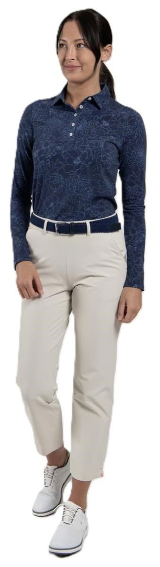 KJUS Hollow Pima Print longsleeve dámske polo, atlanta blue/atlanta blue
